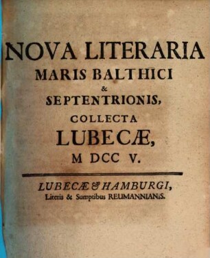 Nova literaria Maris Balthici et Septentrionis. 1705 = T. 3