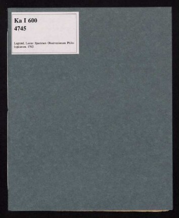Specimen Observationum Philologicarum