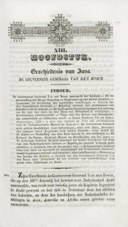 XIII. Hoofdstuk. Geschiedenis van Java. De Gouverneur Generaal Van den Bosch