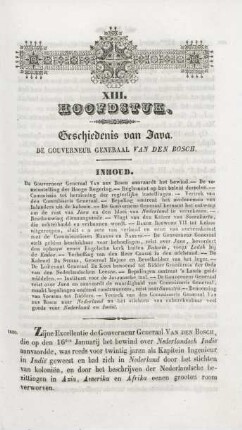 XIII. Hoofdstuk. Geschiedenis van Java. De Gouverneur Generaal Van den Bosch