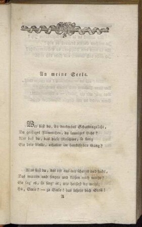 An meine Seele. - An die Schönen. Im Mai.