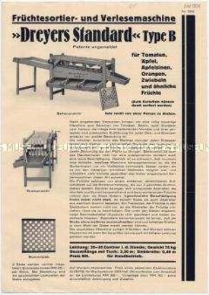 Früchtesortier- und Verlesemaschine "Dreyers Standard"