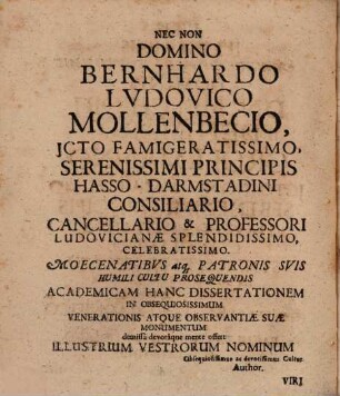 Dissertatio Inauguralis Iuridica De Odio Singulari Erga Fures : Quam Divina Adspirante Gratia Ex Decreto Et Autoritate Magnifici & Amplissimi ICtorum Ordinis In Celeberrima Ludoviciana Pro Licentia ... Publicae Excell. Academiae Procerum Ventilationi Ad Diem 28. Maii Anni MDCCXV. Submittit Bernh. Nicol. Stockhausen, Dauernheimia Hasso-Wetteravus