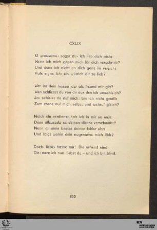 CXLIX: O grausame · sagst du · ich lieb dich nicht