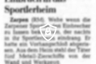 Einbruch in das Sportlerheim