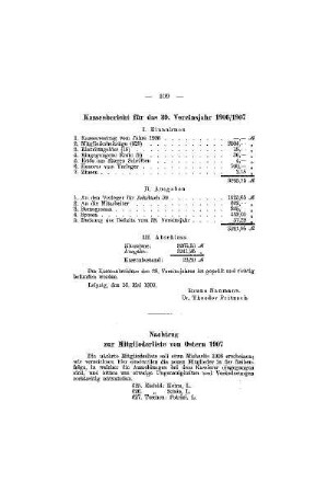Nachtrag zur Mitgliederliste von Ostern 1907