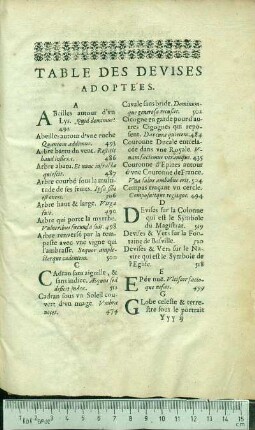 Table Des Devises Adoptées.