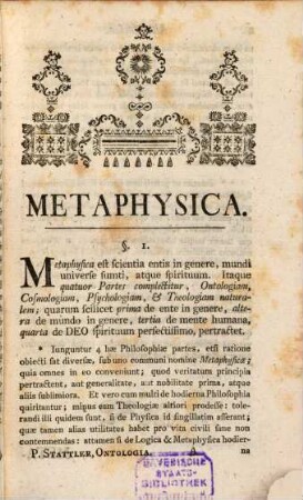 Philosophia Methodo Scientiis Propria Explanata, Pars II.. Ontologia