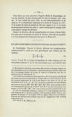 SUR LES TRANSFORMATIONS BIRATIONNELLES QUADRATIQUES.