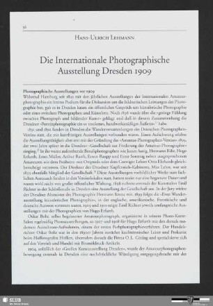 Die Internationale Photographische Ausstellung Dresden 1909