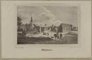 Ortsansicht von Mehlteuer bei Riesa in Sachsen, aus Sachsens Kirchen-Galerie von Hermann Schmidt, 1840, Bd. 3