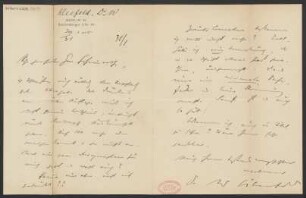 Brief an Ludwig Strecker  und B. Schott's Söhne : 30.01.1905