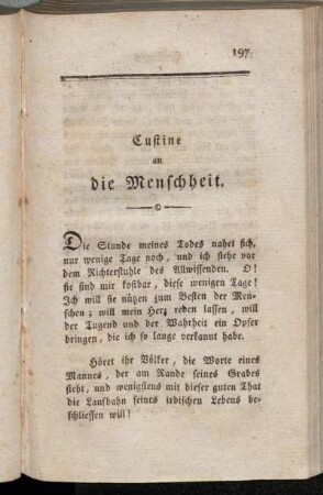 Custine an die Menschheit