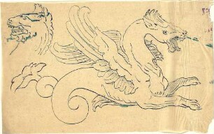 Klenze, Leo von; Skizzen von Tieren und Fabelwesen - Drachen (Ansicht, Detail)