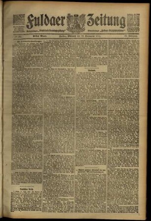 Erste Ausgabe vom Mittwoch, den 18. September 1912.
