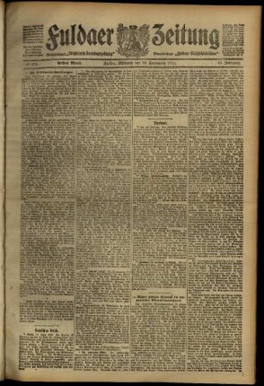 Erste Ausgabe vom Mittwoch, den 18. September 1912.