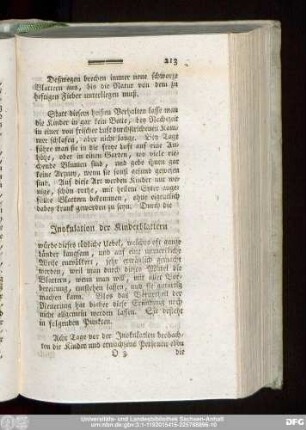 Inokulation der Kinderblattern.