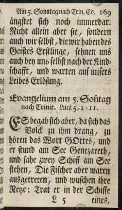 169-181, Evangelium am 5. Sonntag nach Trinit. - Evangelium am 7. Sonntag nach Trinit.