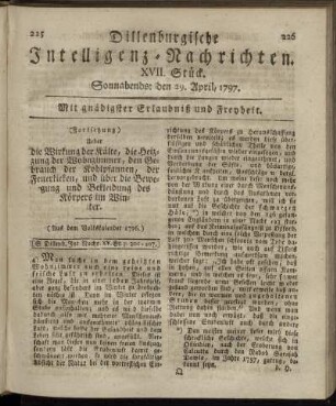 XVII.Stück. Sonnabends: den 29. April 1797.