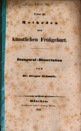 Ueber die Methoden der künstlichen Frühgeburt
