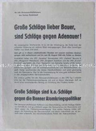 Propagandaflugblatt der SED Kreisleitung Agitationskommission Rudolstadt zur Ernte