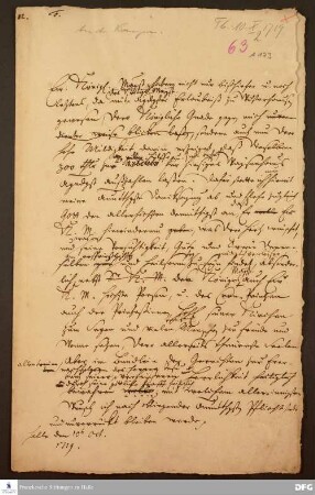 Brief von August Hermann Francke an Sophie Dorothea, Königin in Preußen.