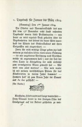 2. Tagebuch für Januar bis März 1804.