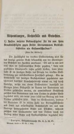 I. Abhandlungen, Rechtsfälle und Gutachten.