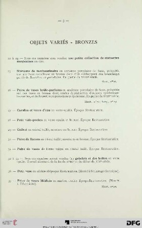 Objets variés – Bronzes (Nr. 22-55)