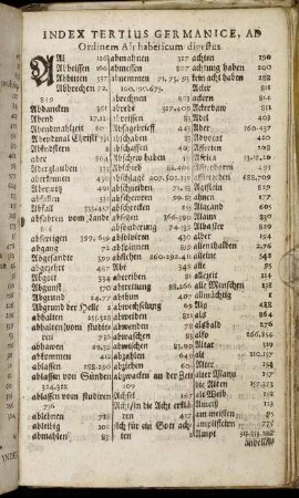 Index Tertius Germanice, Ad Ordinem Alphabeticum digestus