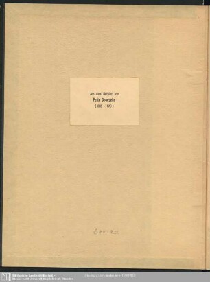 Exlibris: Nachlass Felix Draeseke