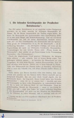 I. Die leitenden Gesichtspunkte der Preußschen Betriebsweise.