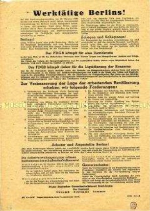 Aufruf des FDGB Groß-Berlin zu den Stadtverordnetenwahlen 1946