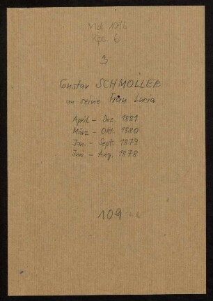 Briefe von Gustav Schmoller an Lucie Schmoller