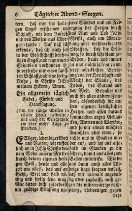 6-13, Ein allgemein taeglich Gebet, Fuerbitt und Dancksagung