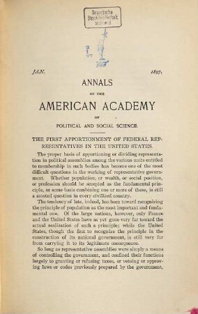 The annals of the American Academy of Political and Social Science, 9