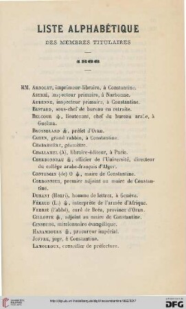 Liste alphabétique