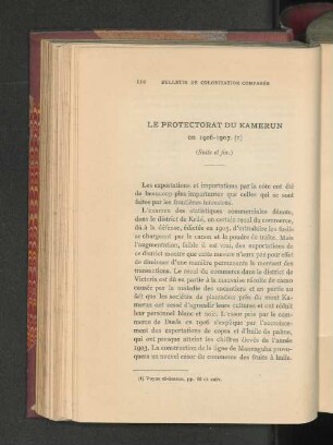 Le Protectorat Du Kamerun en 1906-1907.