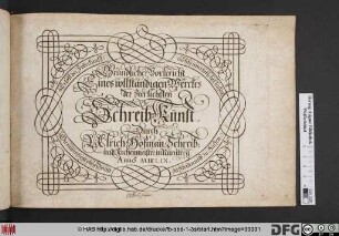 Gründlicher Vorbericht Eines vollständigen Werckes der zierlichsten Schreib-Kunst