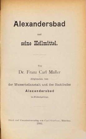 Alexandersbad und seine Heilmittel