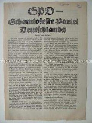 Wahlflugblatt der NSDAP zur Reichstagswahl am 31. Juli 1932 mit einem Artikel von Goebbels gegen die SPD