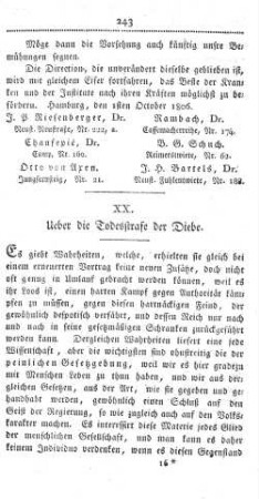 XX. Ueber die Todesstrafe der Diebe.