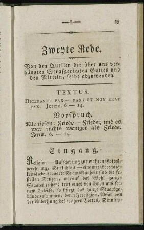 Zweyte Rede. Von den Quellen der über uns verhängten Strafgerichten Gottes und den Mitteln, selbe abzuwenden.