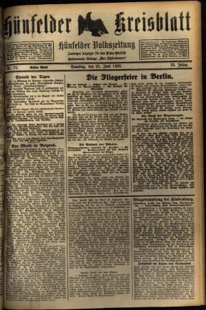 Erste Ausgabe vom Samstag, den 23. Juni 1928.
