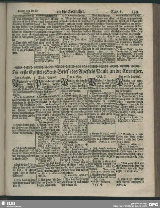 Die erste Epistel (Send-Brief) des Apostels Pauli an die Corinther