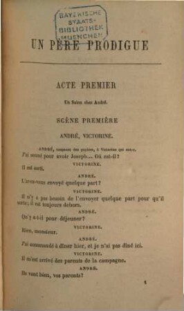 Un père prodigue : comédie en cinq actes