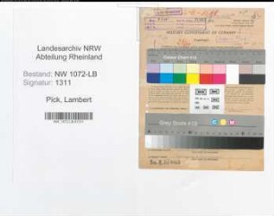 Entnazifizierung Lambert Pick , geb. 24.11.1913 (Arbeiter)