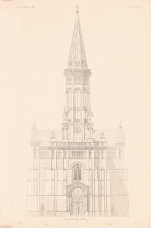 Zionskirche, Berlin: Ansicht (aus: Atlas zur Zeitschrift für Bauwesen, hrsg. v. G. Erbkam, Jg. 23, 1873)