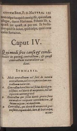 Caput IV. Qui modi sive causa & conditiones in quem contractum, & quasi contractum naturaliter cadant.
