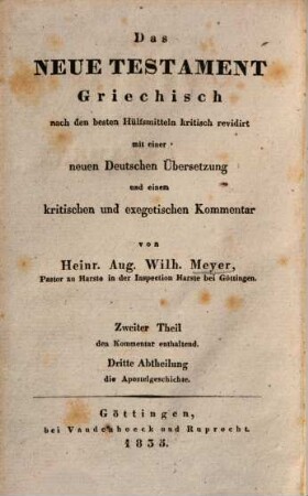 Kritisch exegetisches Handbuch über die Apostelgeschichte